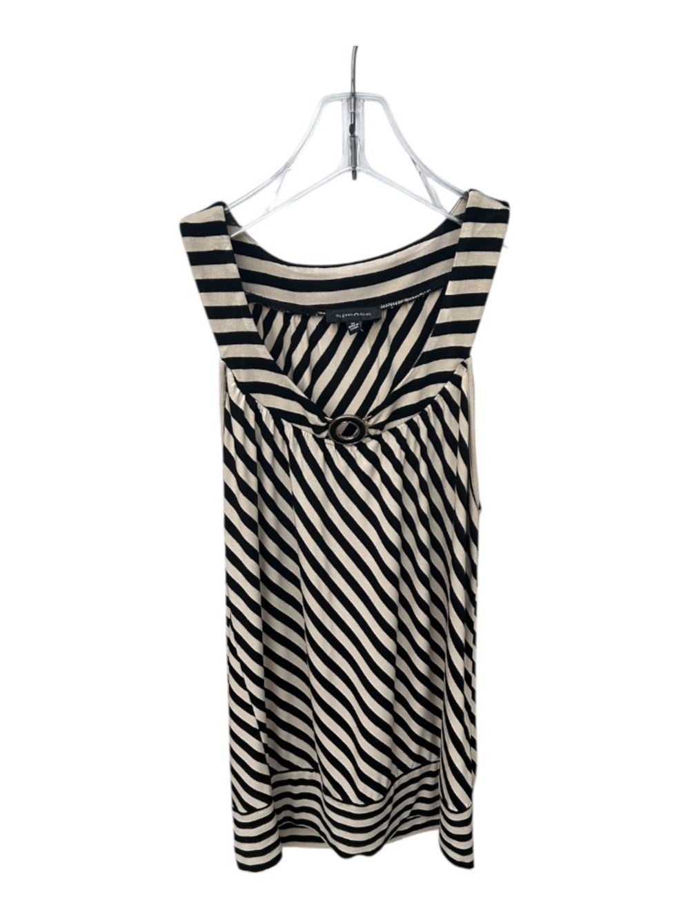 Spense Black and Beige Striped Sleeveless Top-Size M